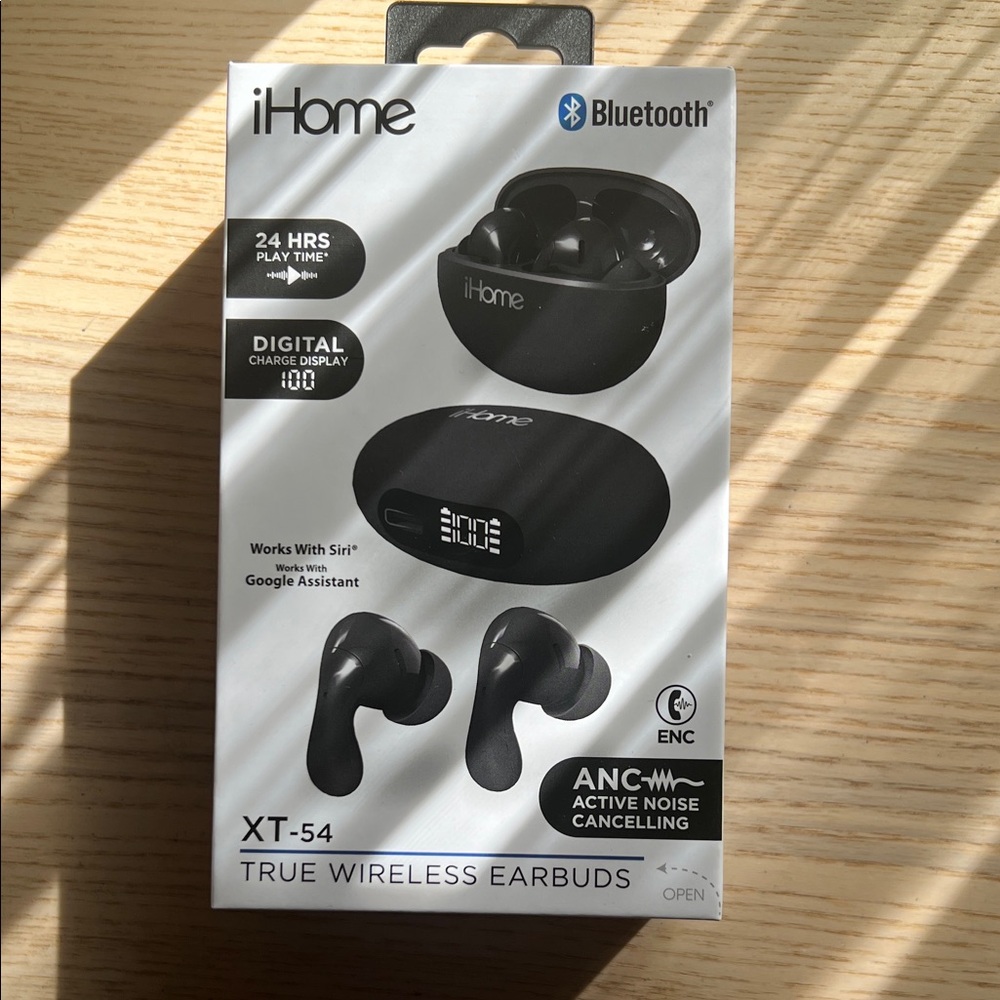 iHome XT-54 Black Wireless Earbuds with ANC